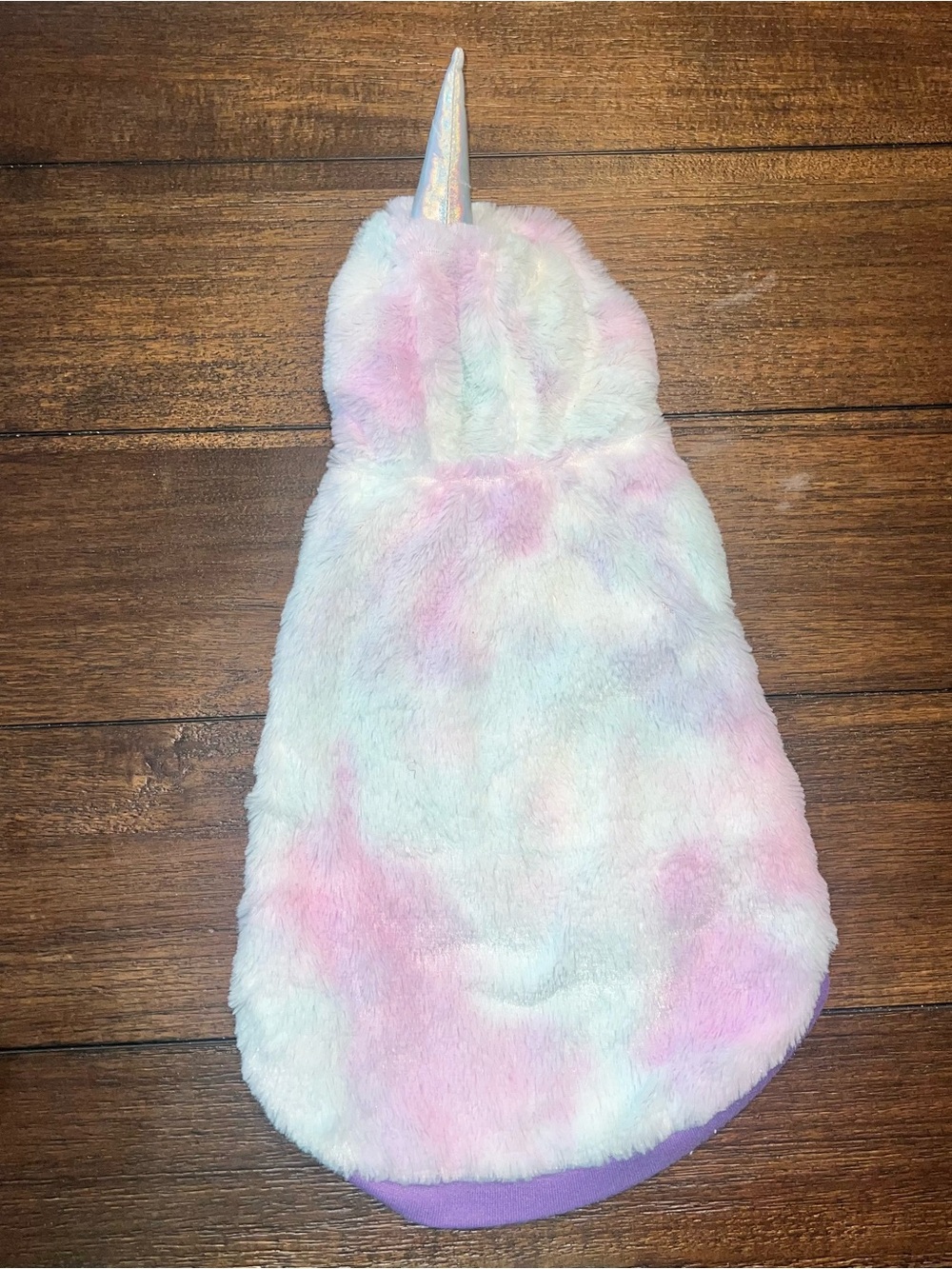 Pet Costume Unicorn Faux-Fur One Piece in Pastel Rainbow